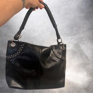 Sophisticated Black Studded Shoulder Bag